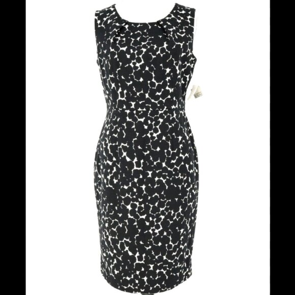 New Kasper Sleeveless Patterned Art Print Sheath Dress - Picture 4 of 9